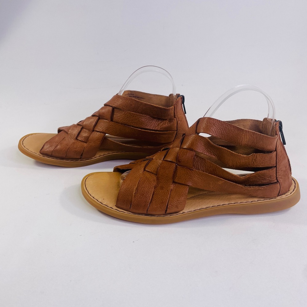 Born Iwa Tan Brown Leather Woven Gladiator Sandals Womens 9 BR0032906 - Picture 4 of 8